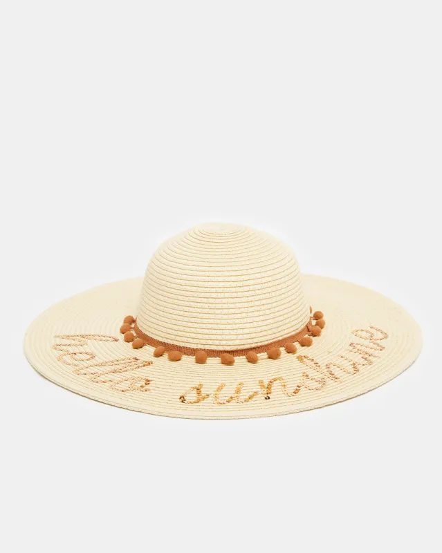 Women Beige Embellished Hat sold by Redtag