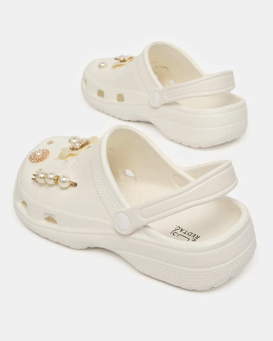 Women White Embellished Molded Mule sold by Redtag product image thumbnail 4