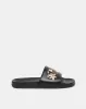 Women Black Slogan Embossed Slide sold by Redtag