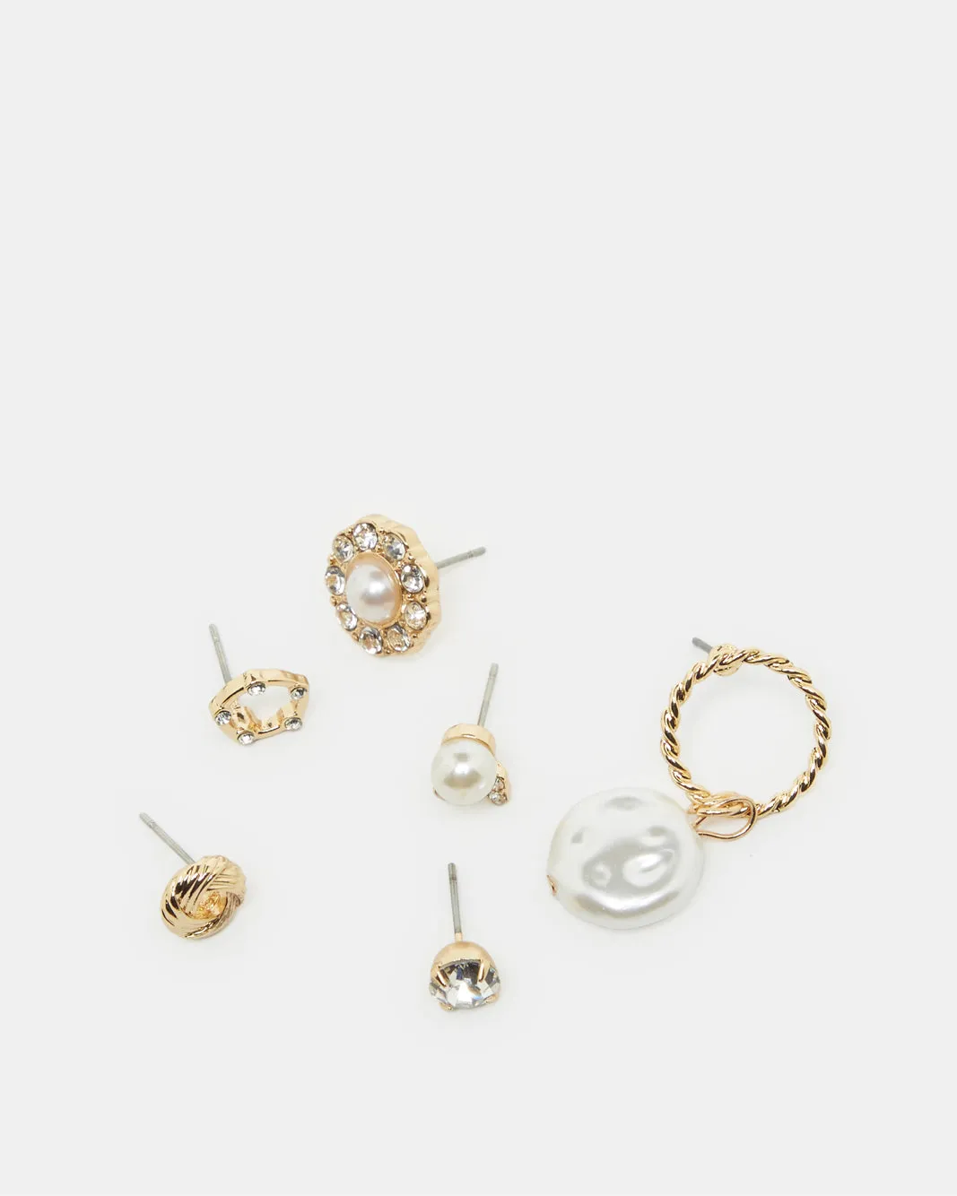 Women Gold Embellished Earring Set (6 Pairs) sold by Redtag