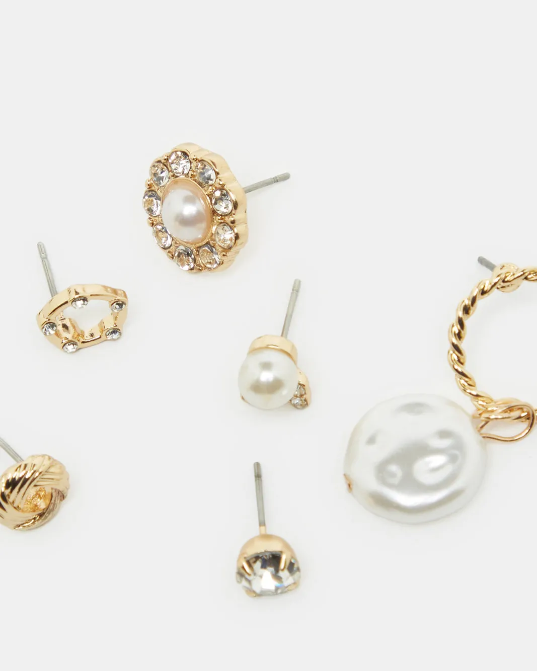 Women Gold Embellished Earring Set (6 Pairs) sold by Redtag product image thumbnail 3