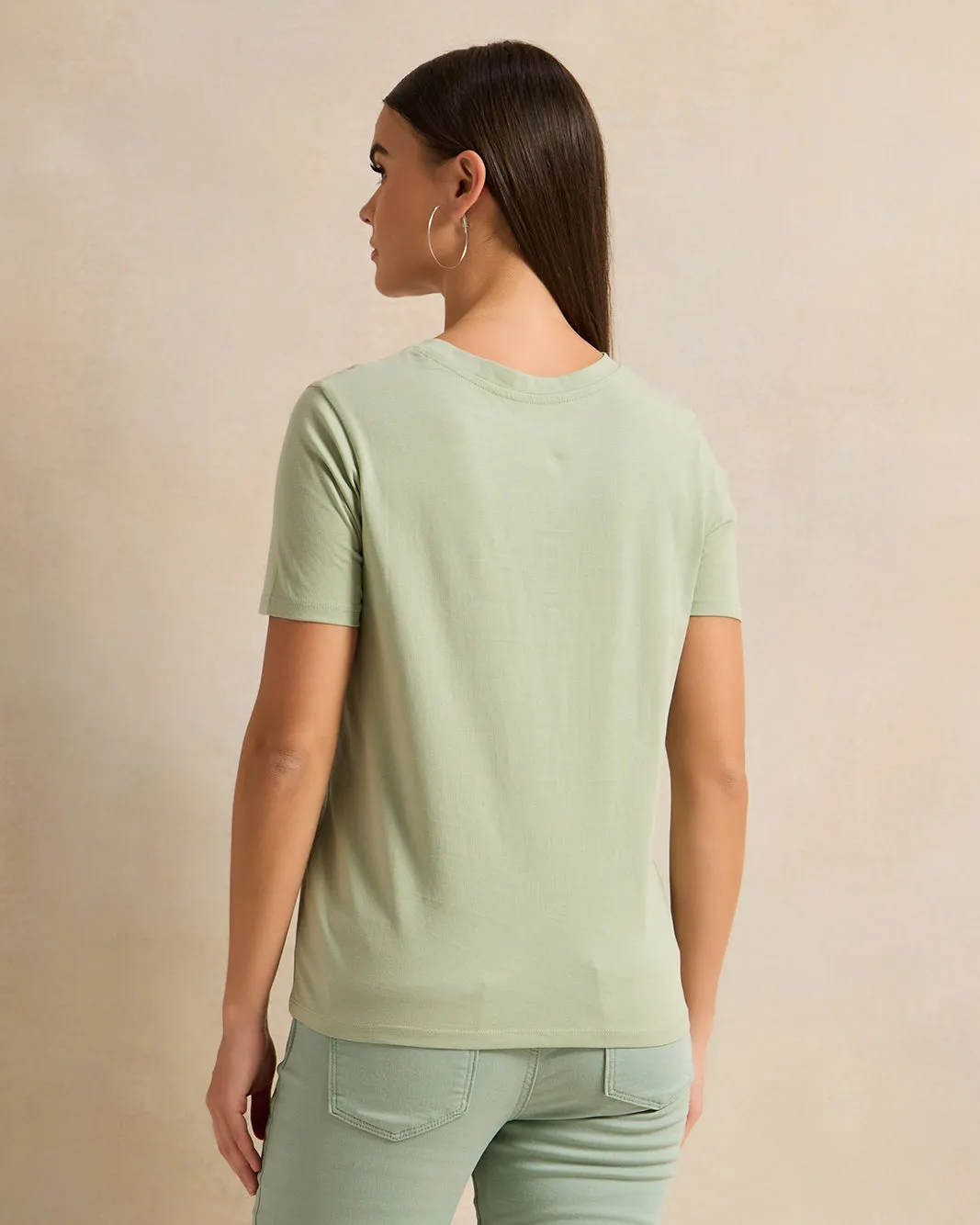 Women Green Short Sleeve T-Shirt sold by Redtag product image thumbnail 3
