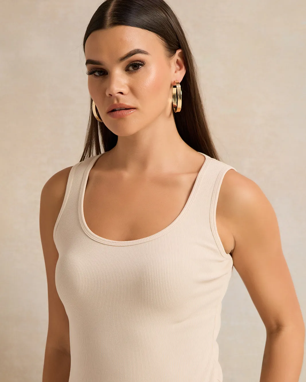 Women Beige Ribbed Vest sold by Redtag product image thumbnail 4