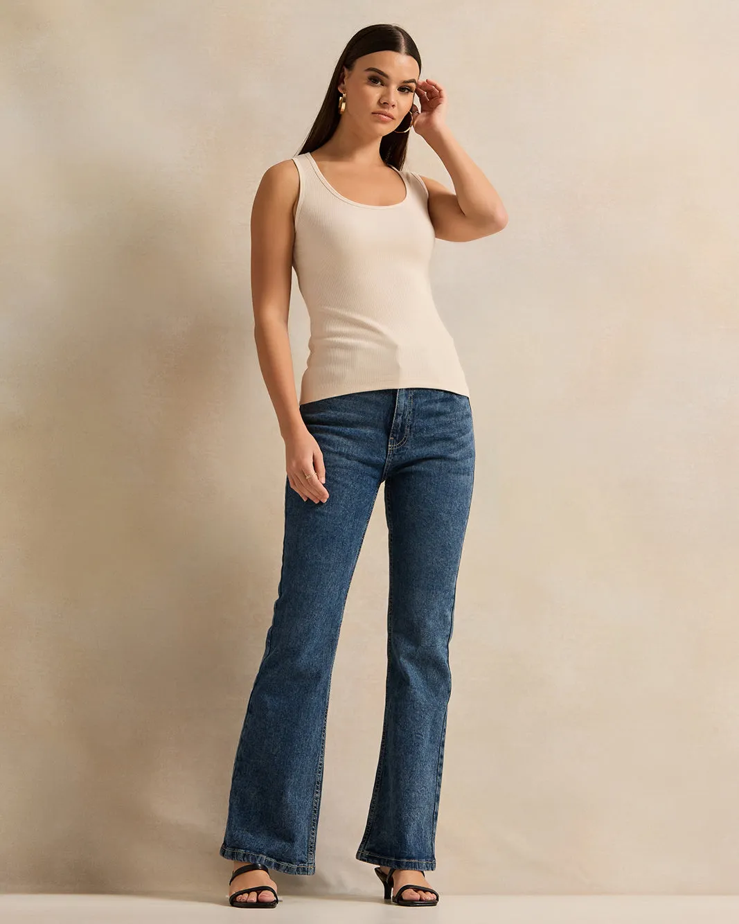 Women Beige Ribbed Vest sold by Redtag product image thumbnail 2