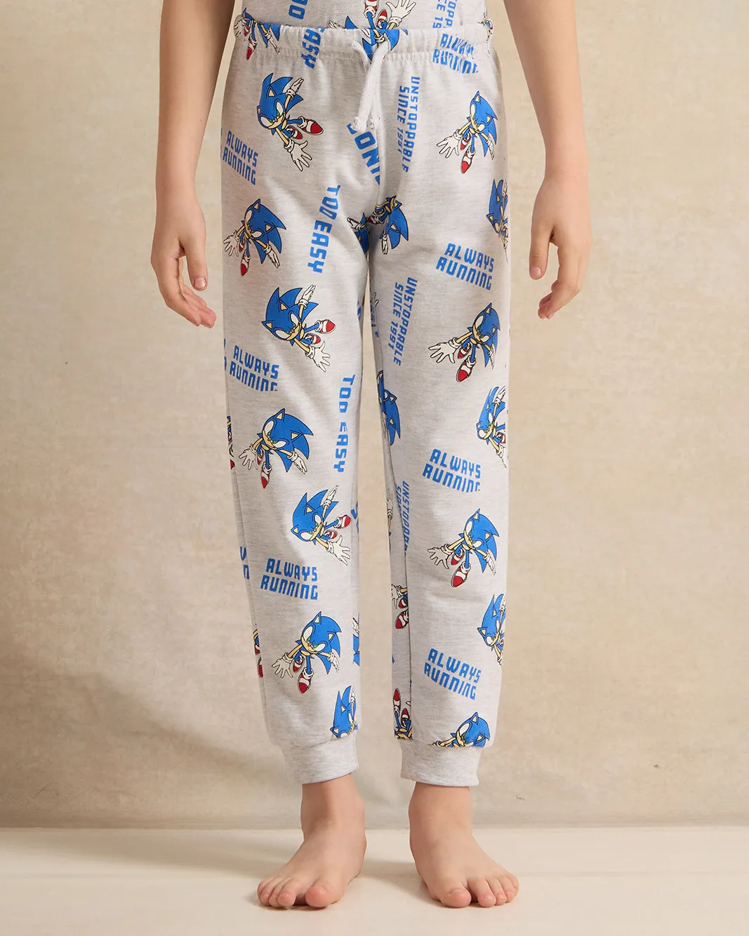 Boys Grey Sonic Print Pyjama Set (2 Piece) sold by Redtag product image thumbnail 3