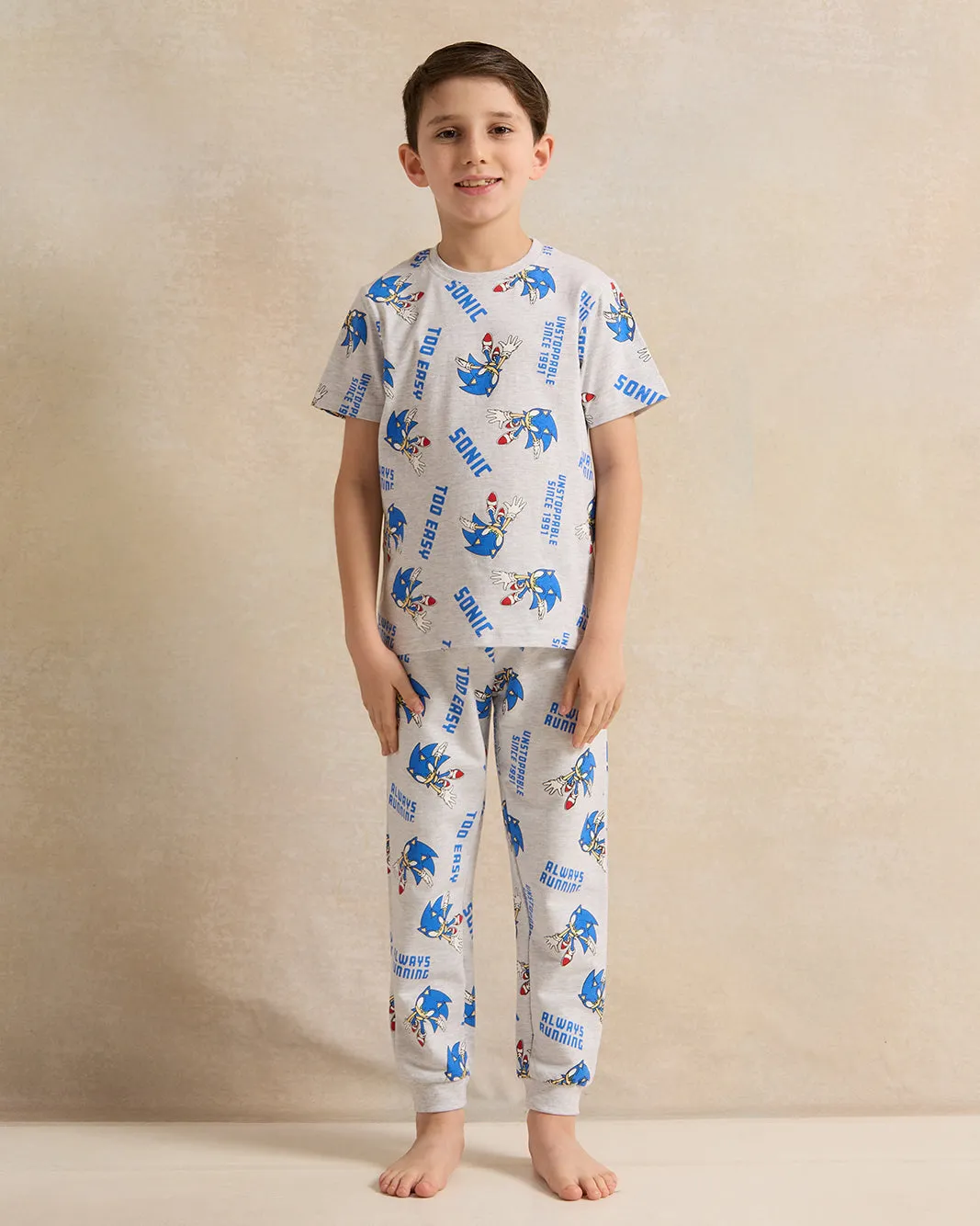 Boys Grey Sonic Print Pyjama Set (2 Piece) sold by Redtag