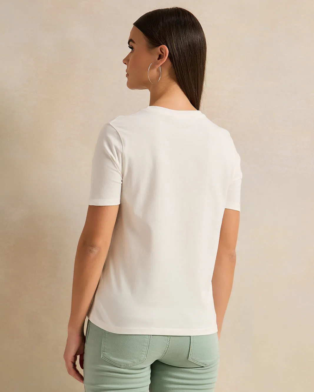 Women White Embellished T-Shirt sold by Redtag product image thumbnail 3
