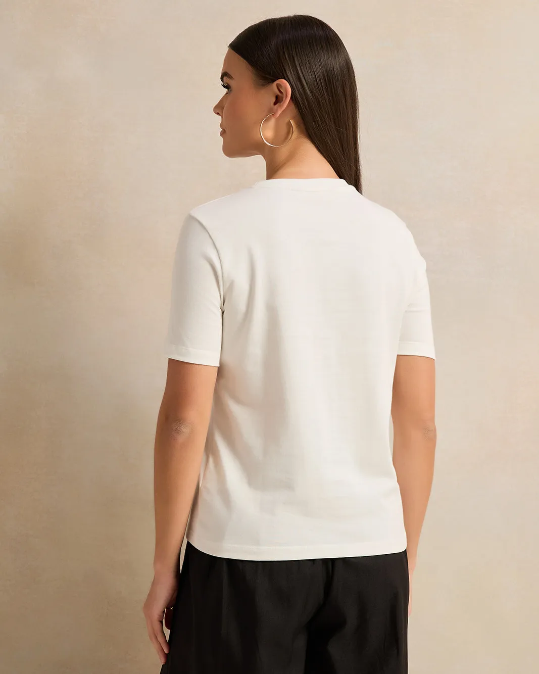 Women Ivory Embellished T-Shirt sold by Redtag product image thumbnail 3