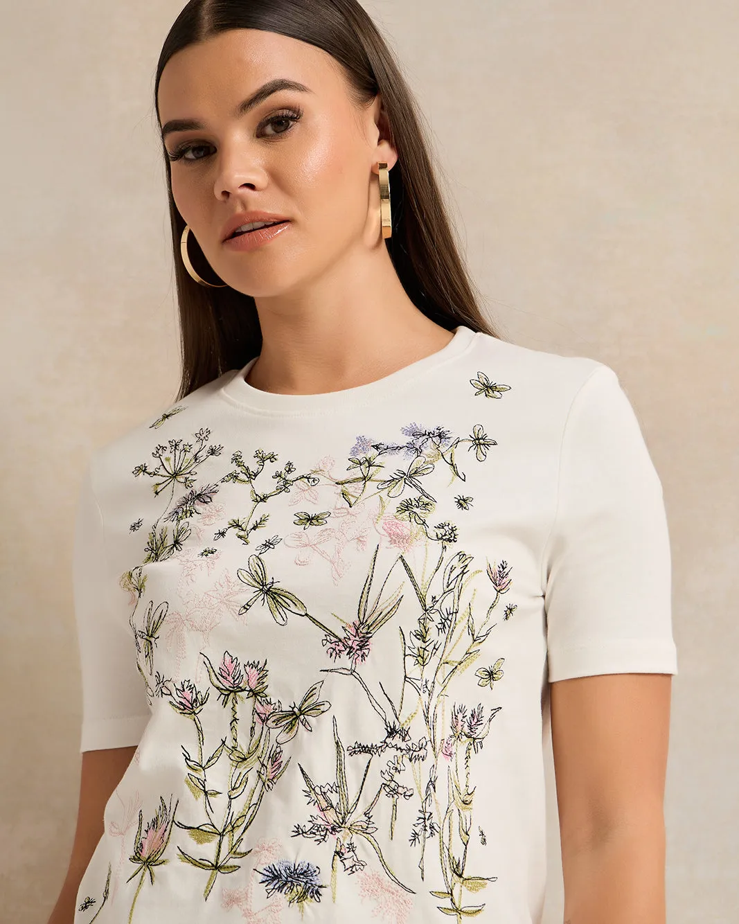 Women Ivory Embellished T-Shirt sold by Redtag product image thumbnail 4