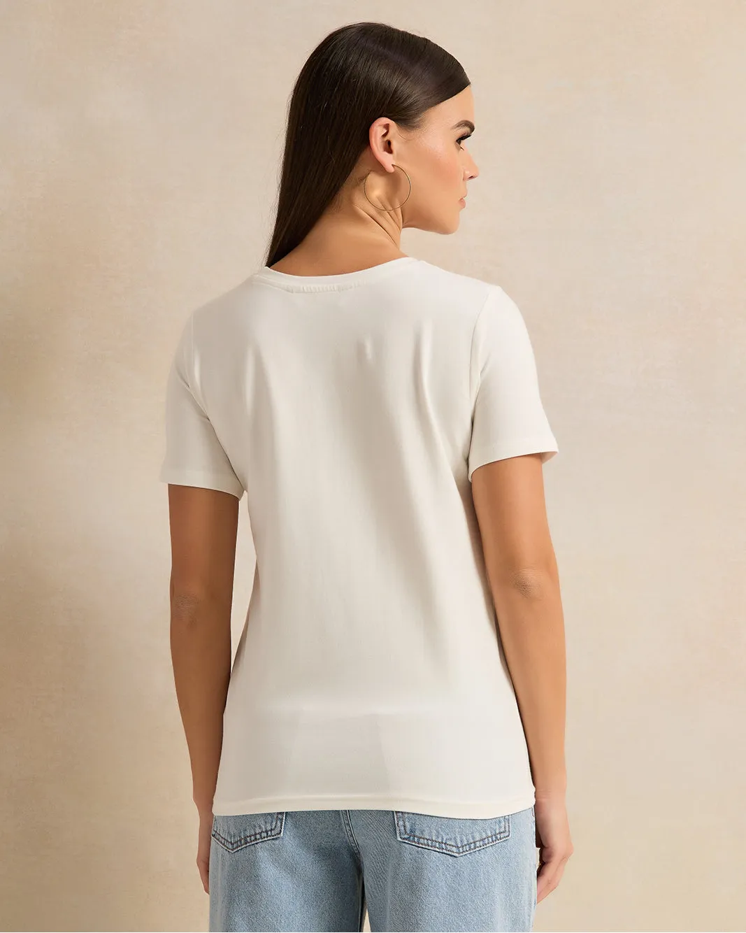 Women Ivory Embellished T-Shirt sold by Redtag product image thumbnail 3