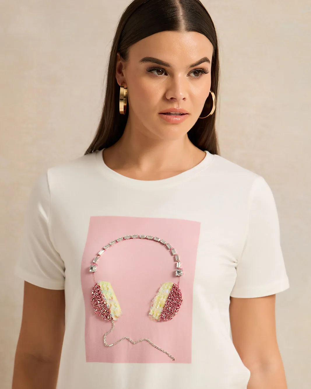 Women Ivory Embellished T-Shirt sold by Redtag product image thumbnail 4