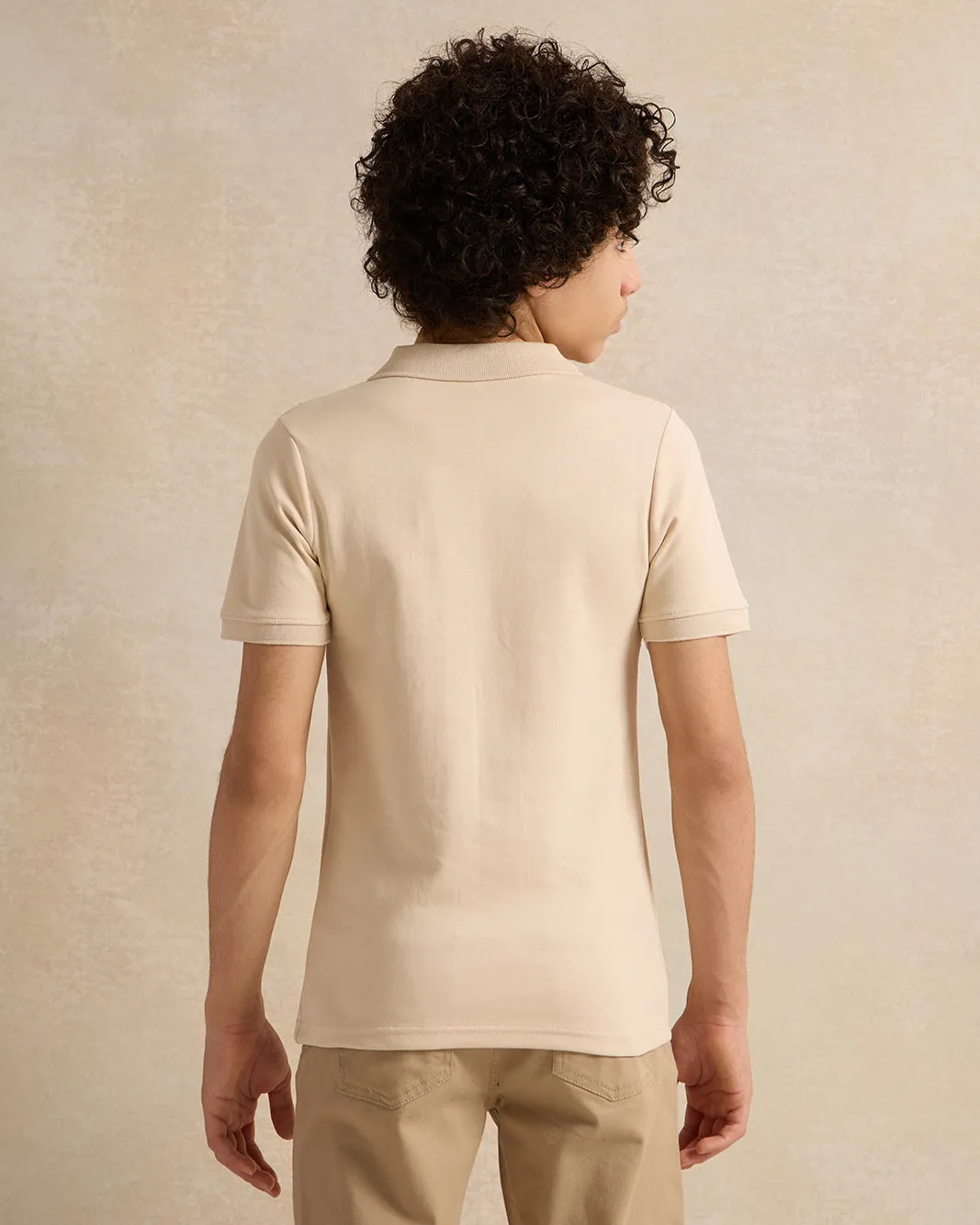 Senior Boys Beige Cut And Sew Polo T-Shirt sold by Redtag product image thumbnail 3