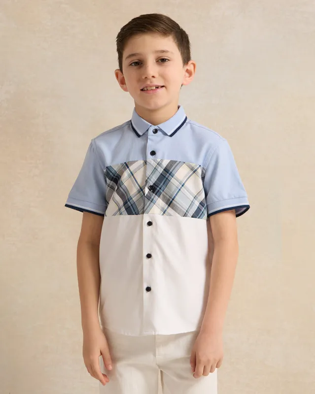 Boys Blue And White  Oxford Shirt sold by Redtag
