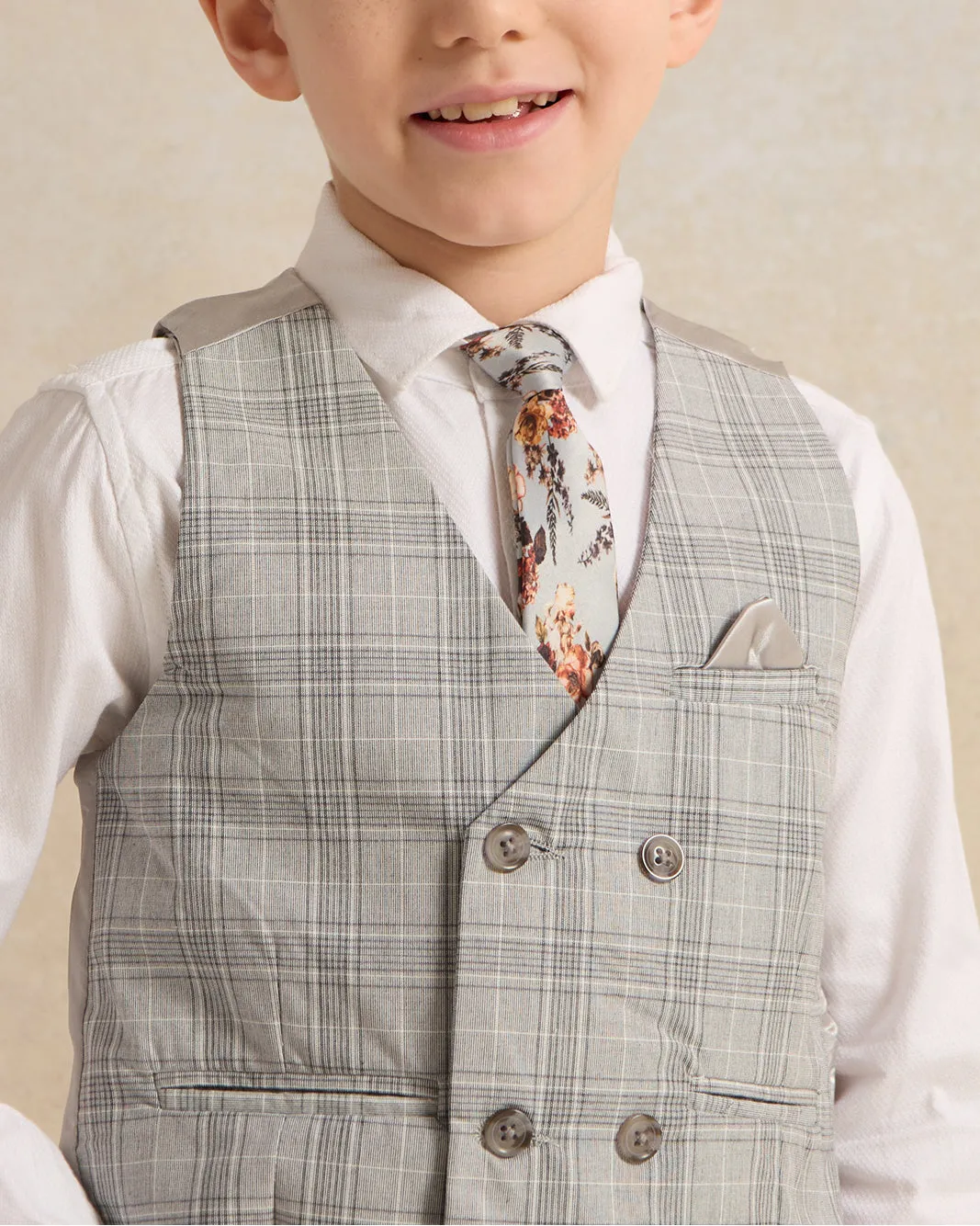 Boys Grey Vest Coat And Shirt Set (3 Piece) sold by Redtag product image thumbnail 4