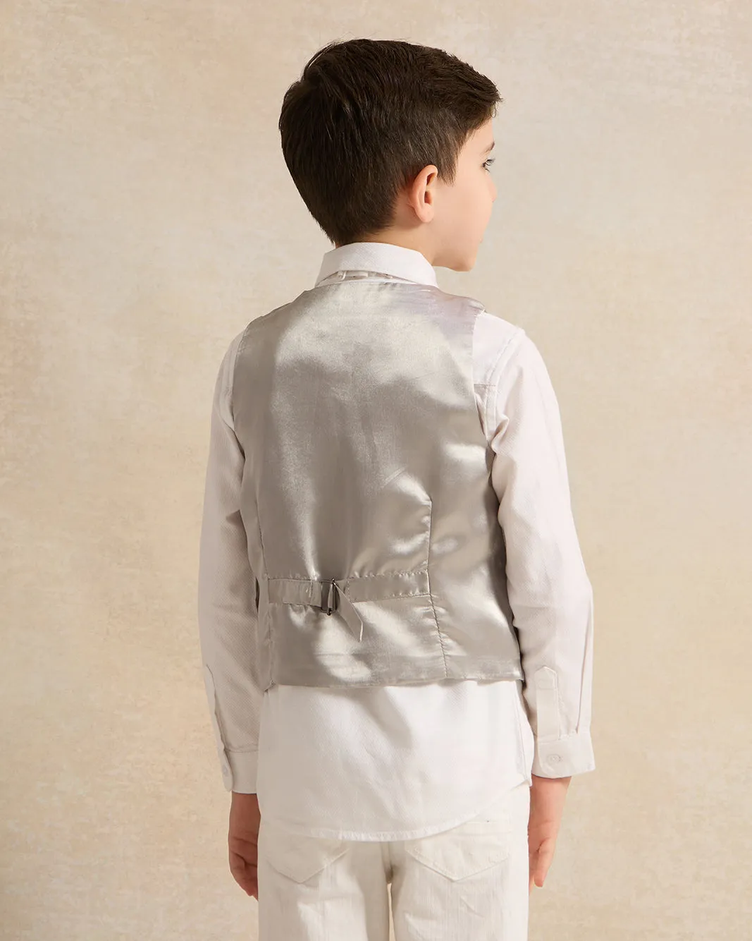 Boys Grey Vest Coat And Shirt Set (3 Piece) sold by Redtag product image thumbnail 3
