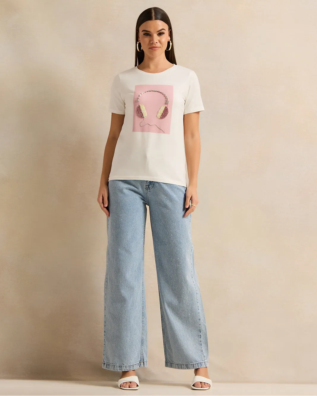 Women Blue Embellished Wide Leg Jeans sold by Redtag product image thumbnail 2