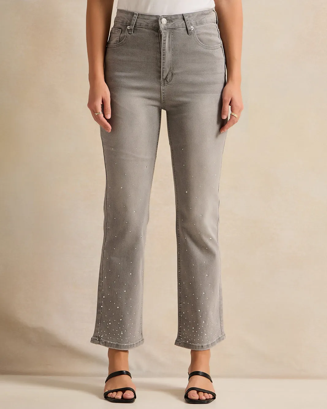 Women Grey Straight Fit Jeans sold by Redtag