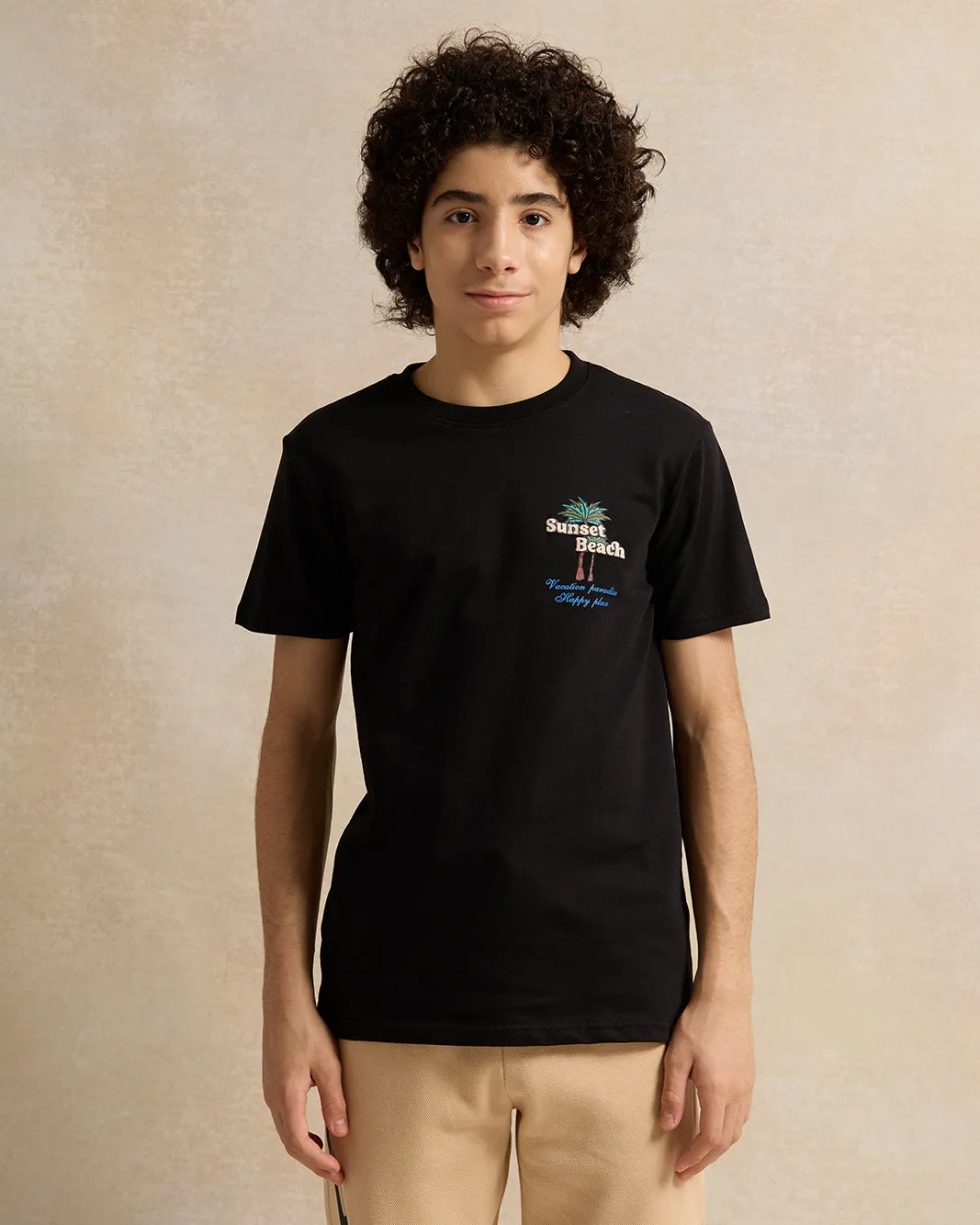 Senior Boys Black Printed T-Shirt sold by Redtag
