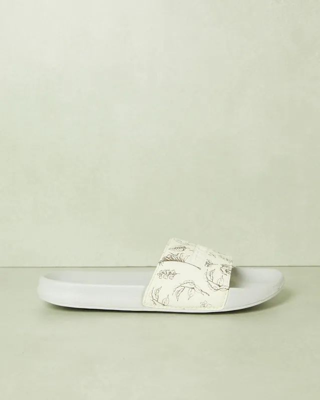 Senior Boys White Printed Slide sold by Redtag