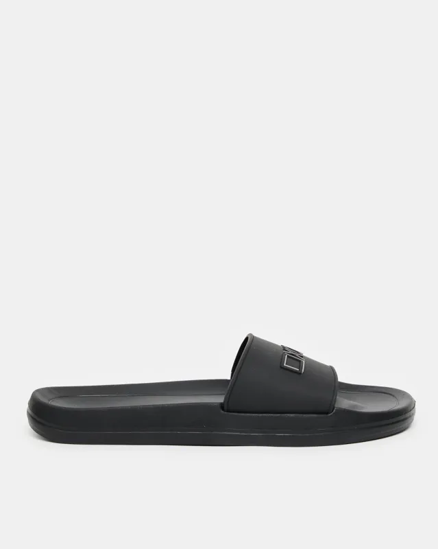 Men Black Embossed Slide sold by Redtag