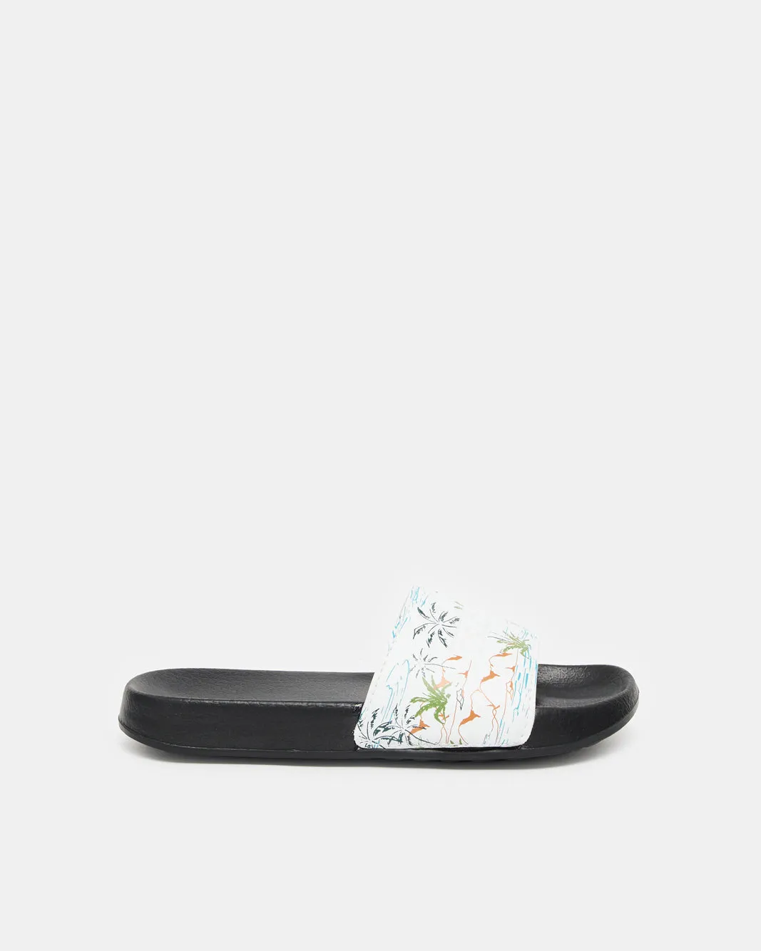 Senior Boys White Printed Slide sold by Redtag