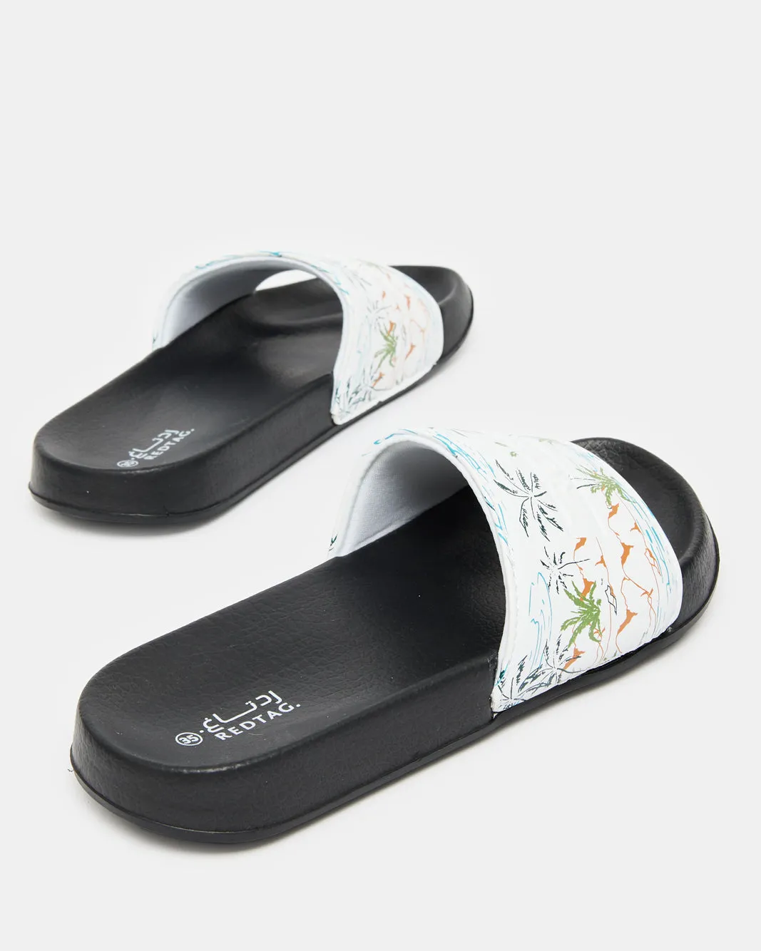 Senior Boys White Printed Slide sold by Redtag product image thumbnail 4