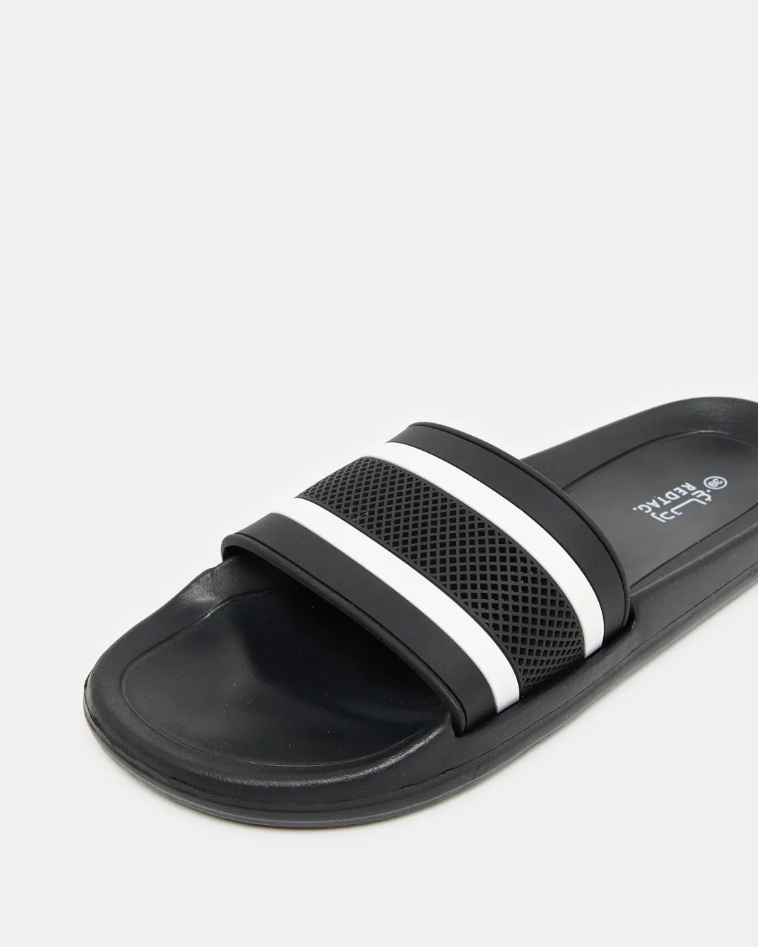 Senior Boys Black Striped Slide sold by Redtag product image thumbnail 3