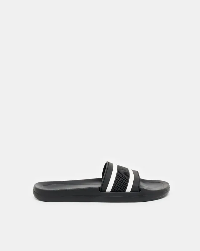 Senior Boys Black Striped Slide sold by Redtag