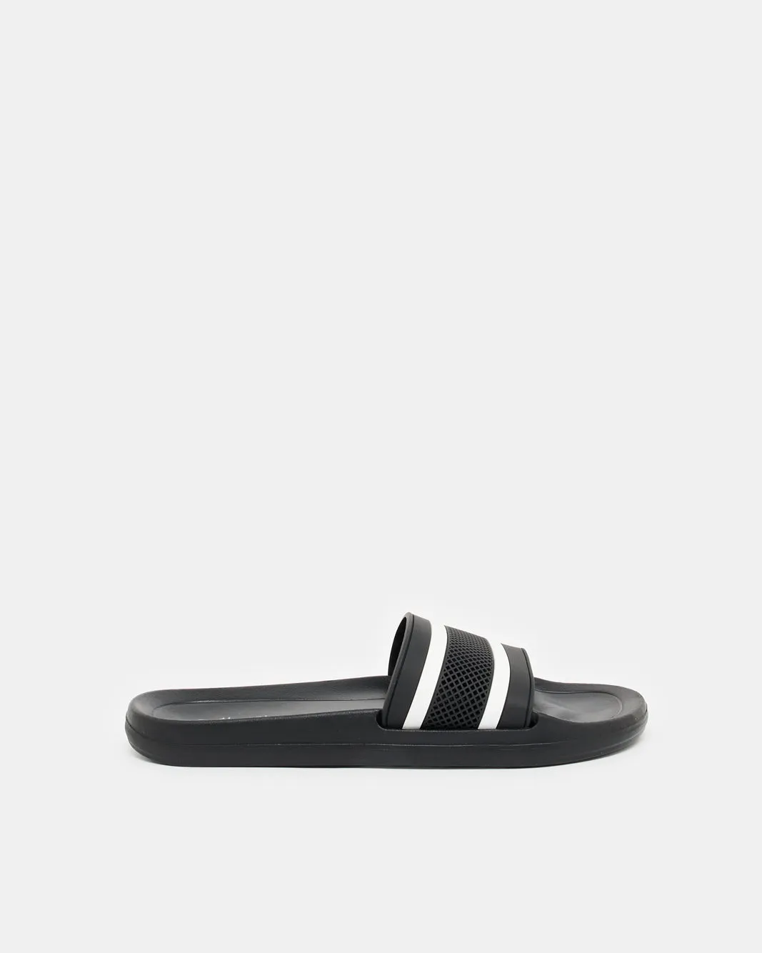 Senior Boys Black Striped Slide sold by Redtag