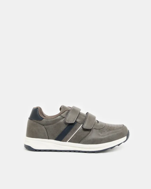 Senior Boys Grey Stripped Overlay Sneaker sold by Redtag
