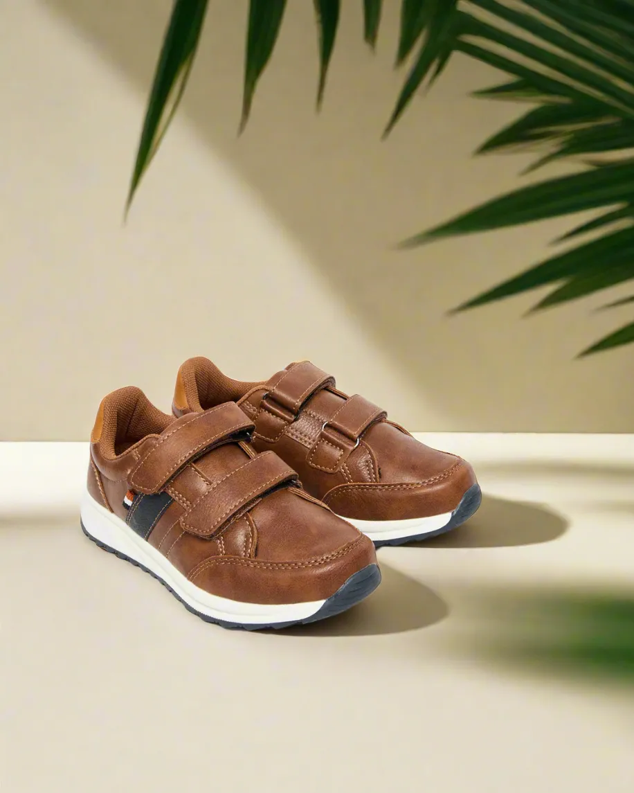 Boys Brown Material Block Sneakers sold by Redtag