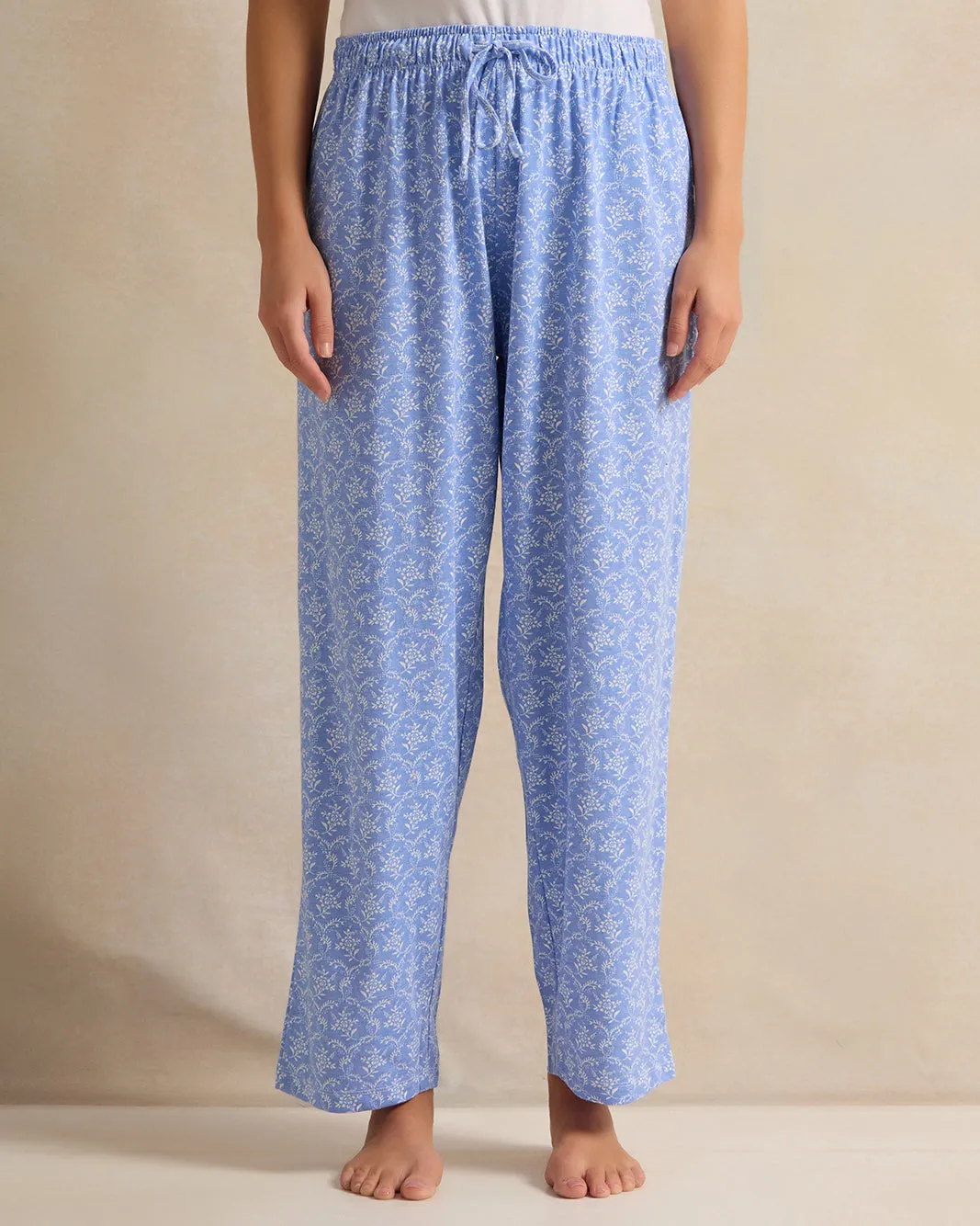 Women Blue Printed Collared Pyjama Set (2 Piece) sold by Redtag product image thumbnail 3