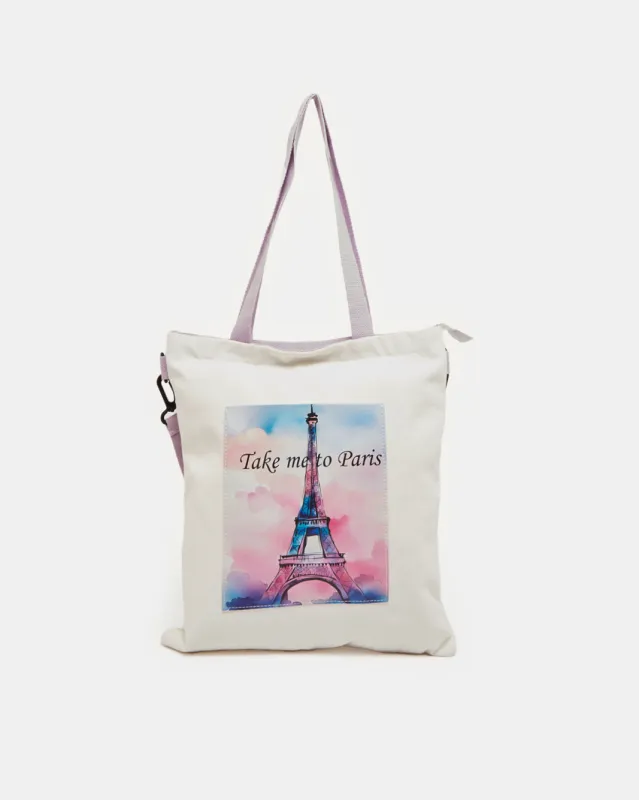 Women White Printed Shopper Bag sold by Redtag