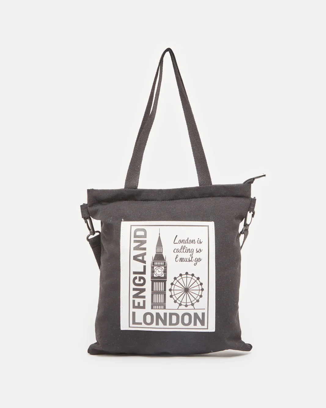Women Black Printed Shopper Bag sold by Redtag