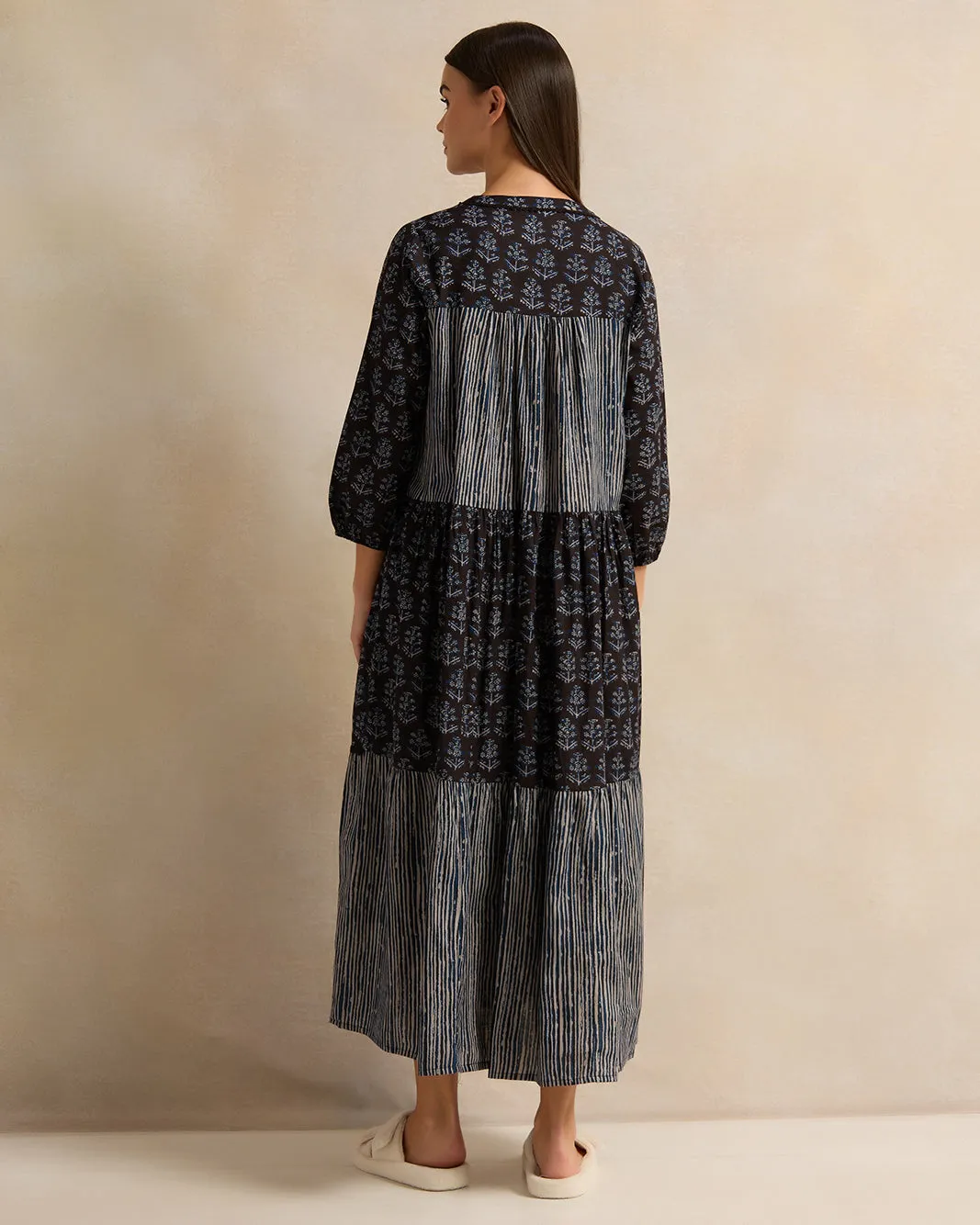 Women Black Long Sleeve Tiered Lace Nightgown sold by Redtag product image thumbnail 3