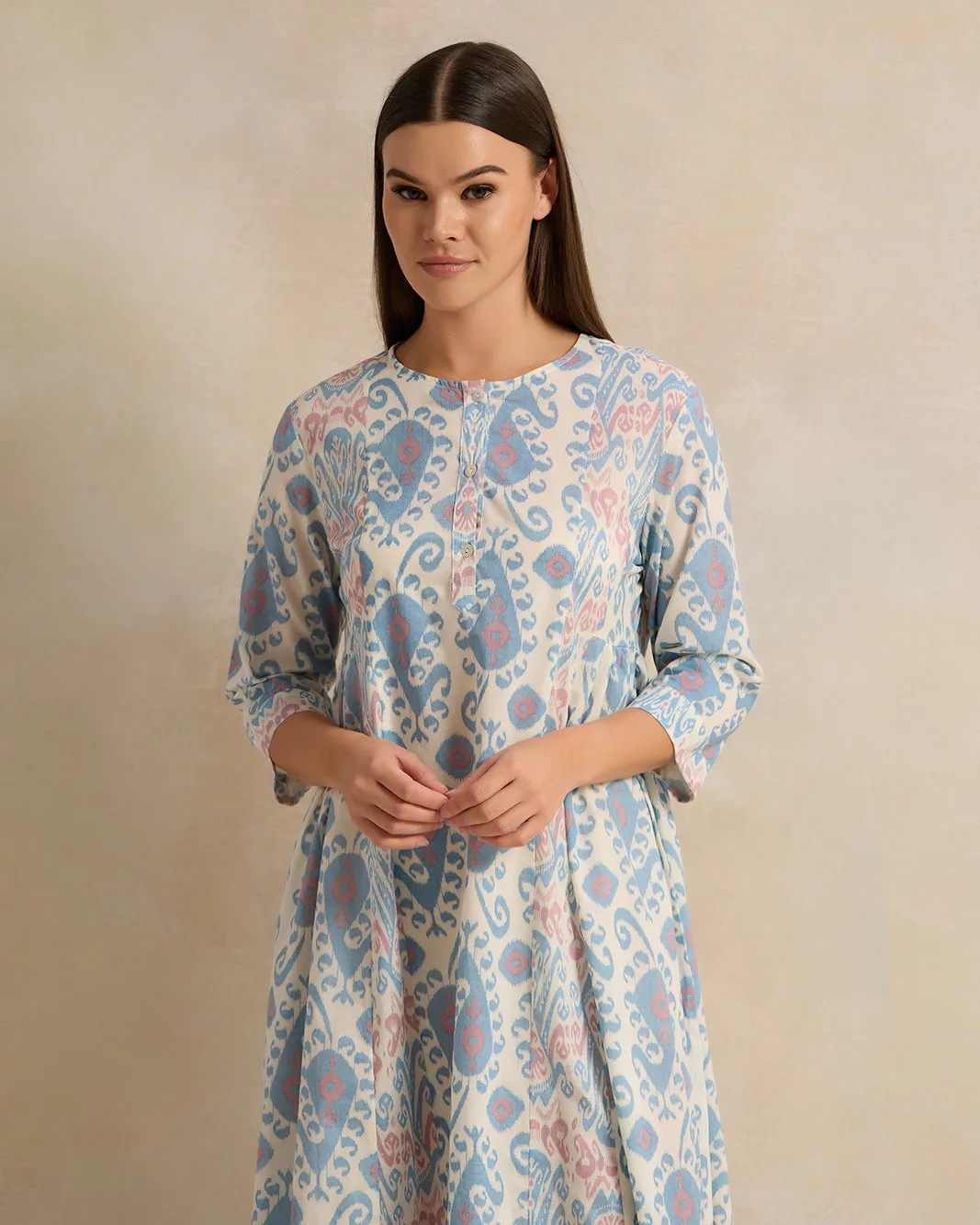 Women Blue Printed Lurex Nightgown sold by Redtag product image thumbnail 2