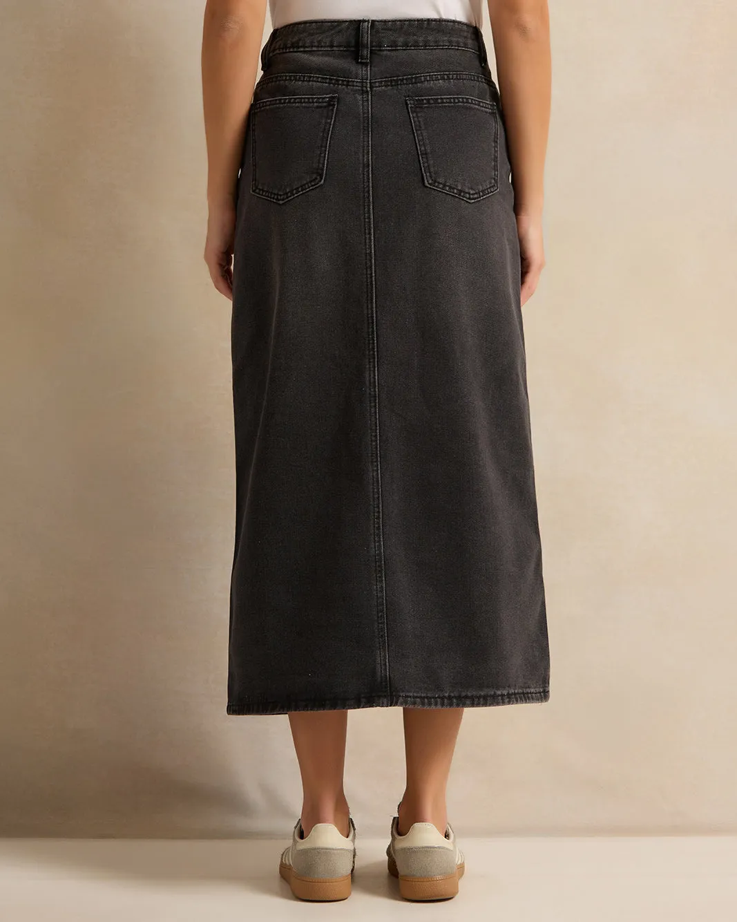 Women Charcoal Denim Skirt sold by Redtag product image thumbnail 3