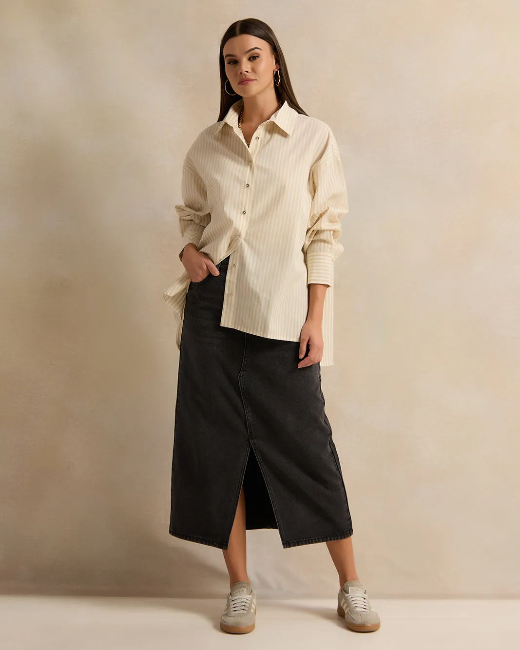 Women Charcoal Denim Skirt sold by Redtag product image thumbnail 2