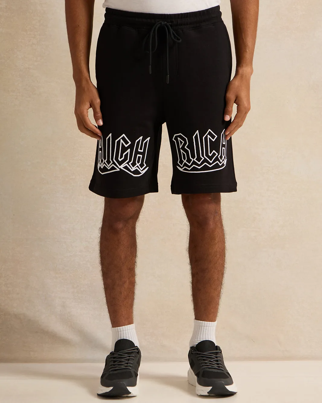 Men Black Printed Active Shorts sold by Redtag