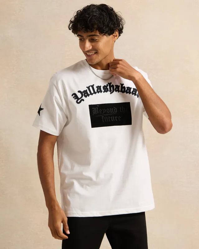 Men White Yalla Shabab Print T-Shirt sold by Redtag