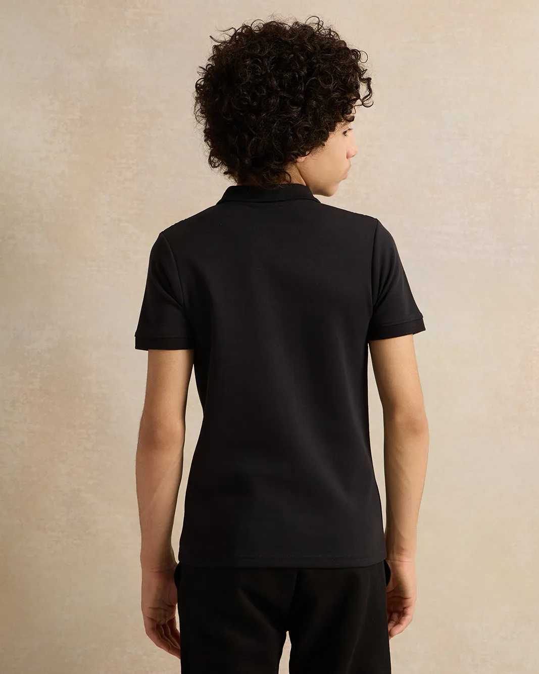 Senior Boys Black Cut And Sew Polo T-Shirt sold by Redtag product image thumbnail 3