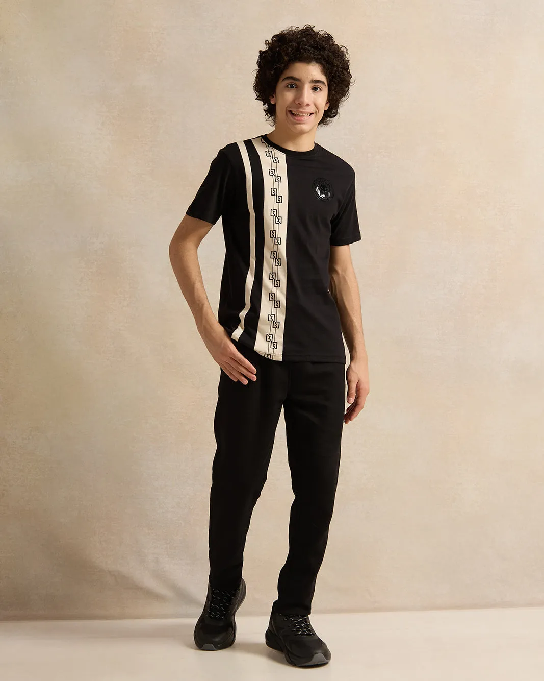 Senior Boys Black Embellished T-Shirt sold by Redtag product image thumbnail 2