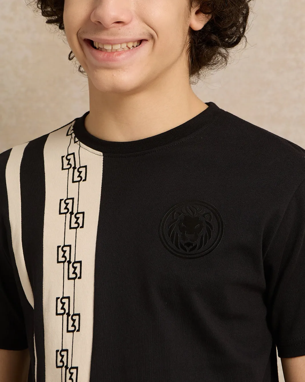 Senior Boys Black Embellished T-Shirt sold by Redtag product image thumbnail 4