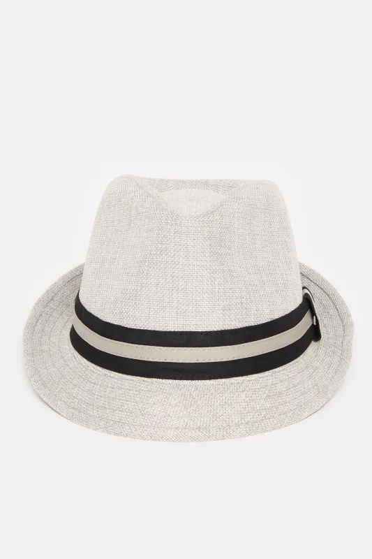 Men Grey Fedora Hat With Band sold by Redtag