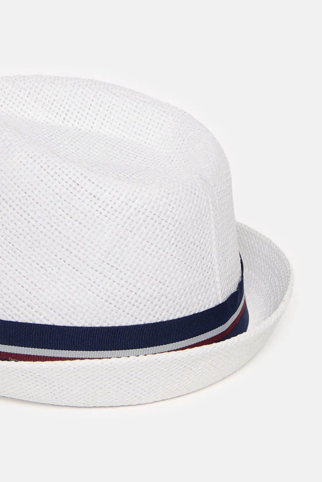 Men White Fedora Hat With Band sold by Redtag product image thumbnail 4
