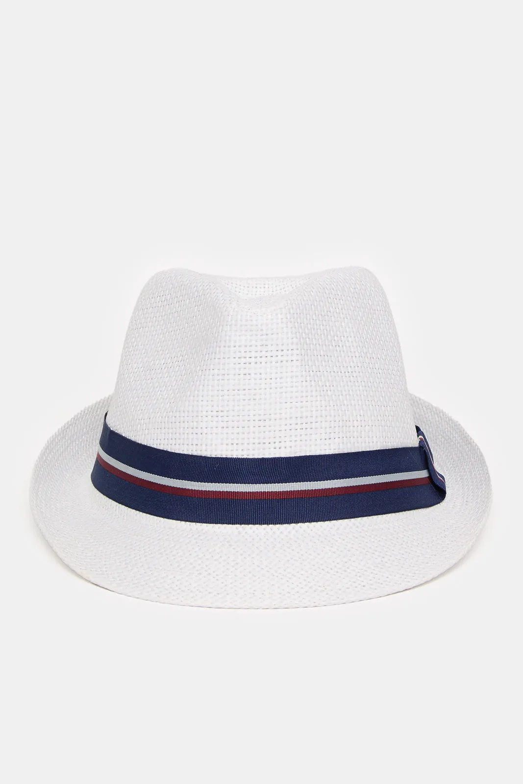 Men White Fedora Hat With Band sold by Redtag