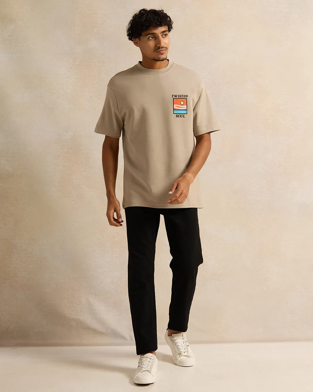 Men Beige Printed T-Shirt sold by Redtag product image thumbnail 2