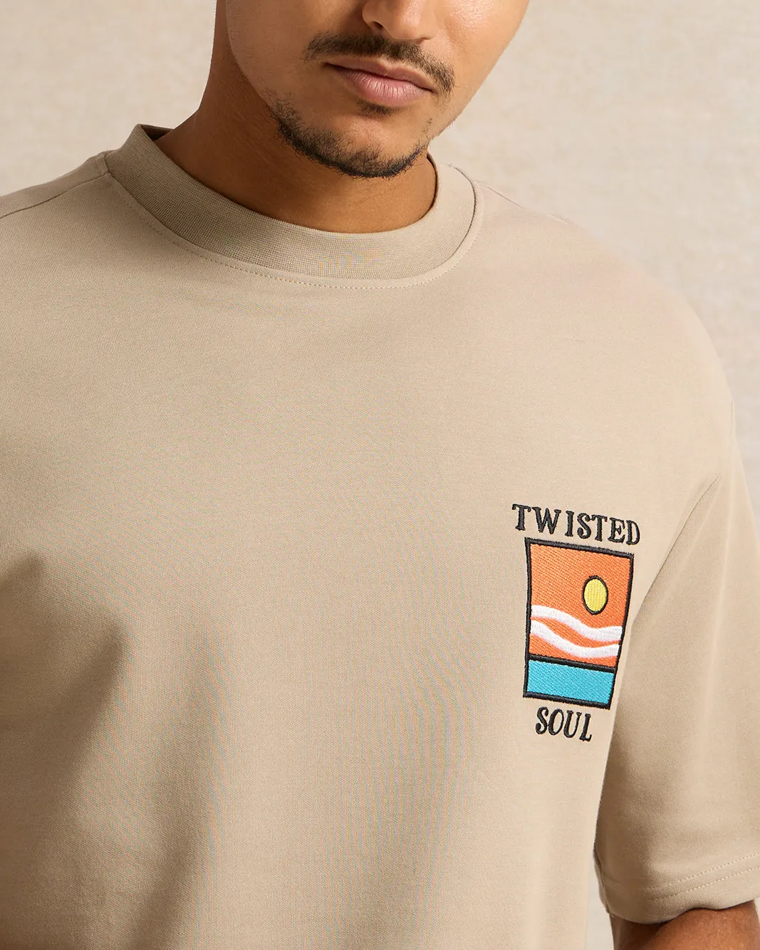 Men Beige Printed T-Shirt sold by Redtag product image thumbnail 4