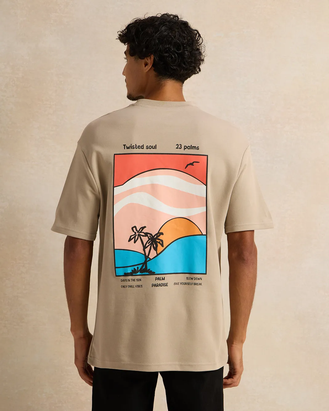 Men Beige Printed T-Shirt sold by Redtag product image thumbnail 3