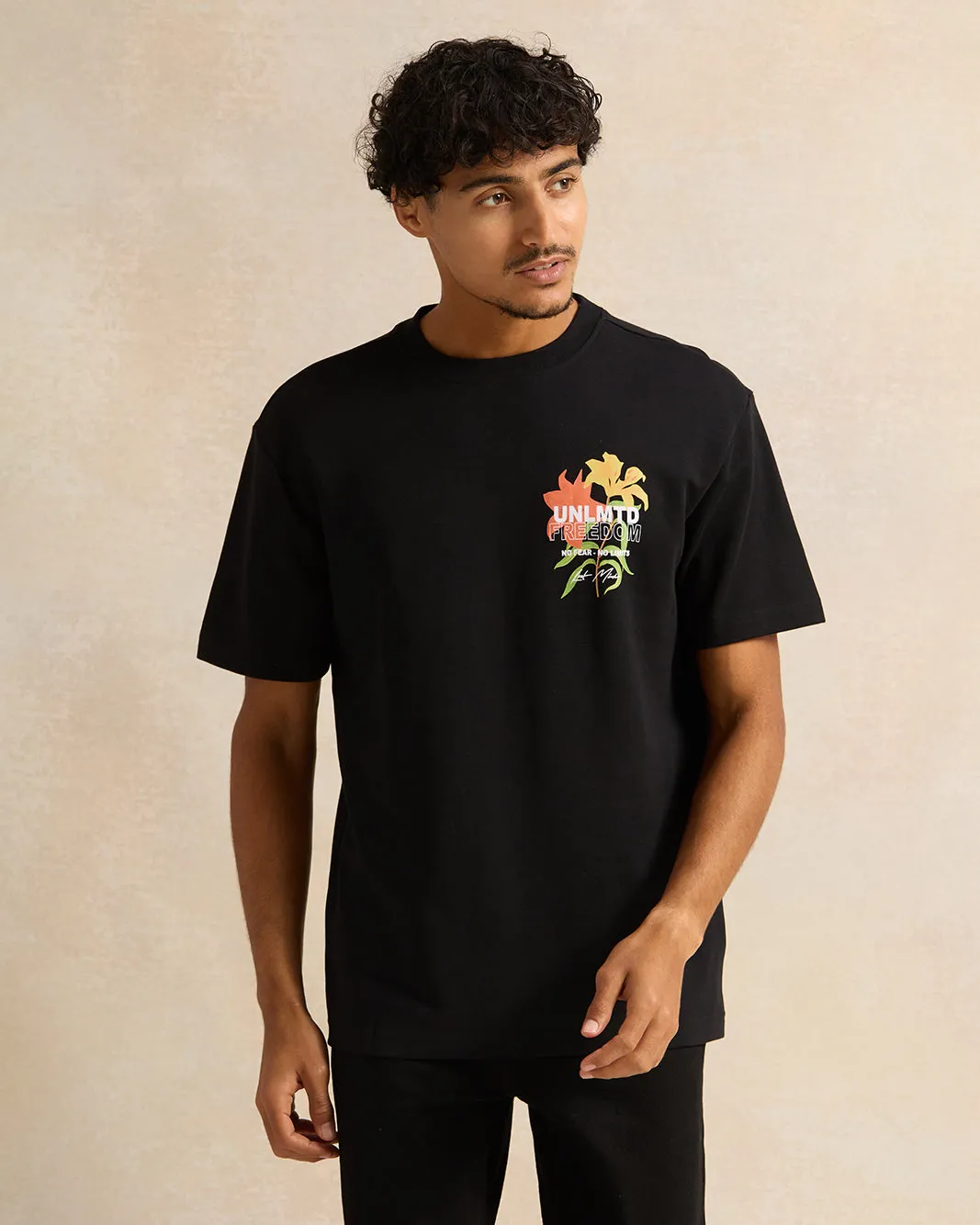 Men Black Printed T-Shirt sold by Redtag